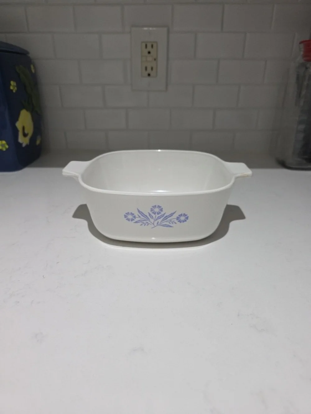 Corelle CorningWare White Casserole Dish with Blue Floral Pattern B-14 No Lid